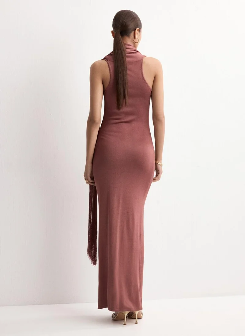 مانجو فستان وشاح محبوك